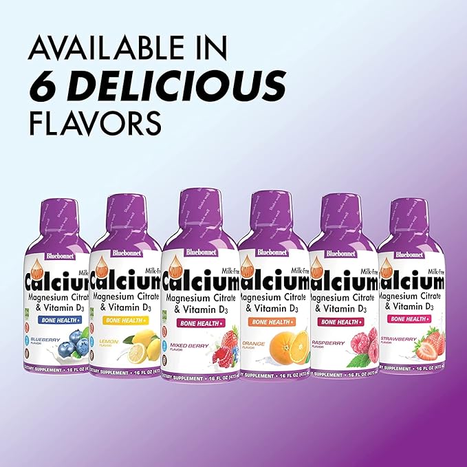 Bluebonnet Nutrition Liquid Calcium Citrate Calcium Citrate Magnesium Citrate Vitamin D3 Gluten Free Soy Free Milk Free Kosher 32 Servings Strawberry Flavor 16 Fl Oz (Pack of 3)