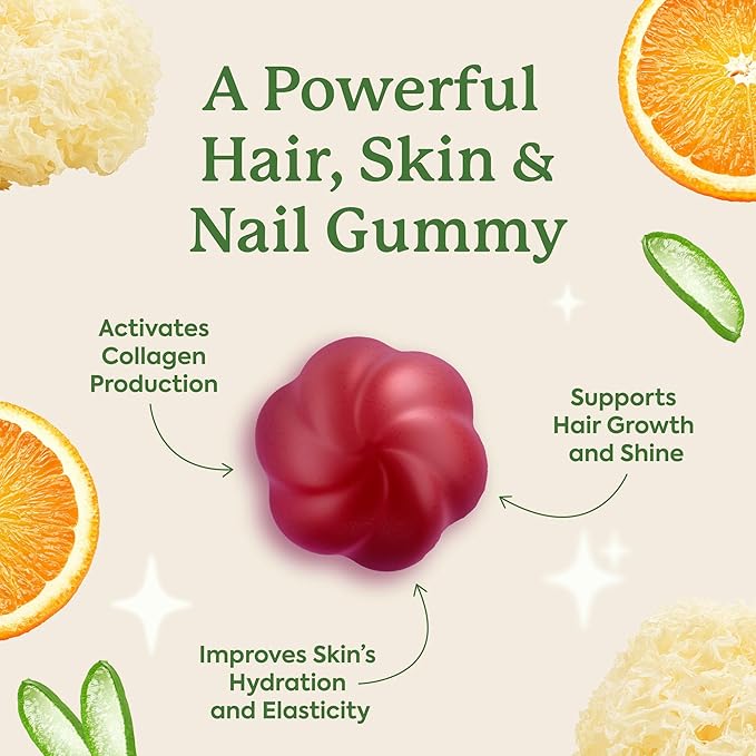 Plant People WonderBeauty Hair Skin &amp Nails Rejuvenation Gummies with Tremella Mushroom Collagen Peptides Keratin &amp Biotin – Watermelon Flavor 60 Gummies