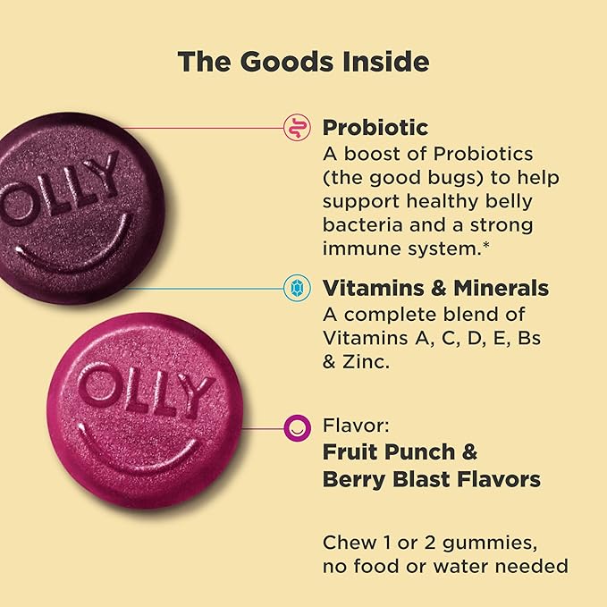 SmartyPants Kids Multivitamin Gummies and Fiber Supplement: Omega 3 Fish Oil &amp OLLY Kids Multivitamin + Probiotic Gummy Digestive and Immune Support