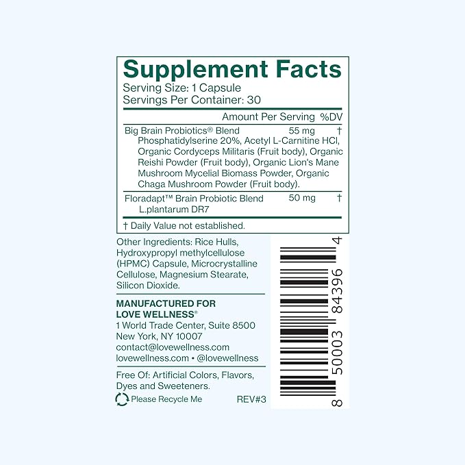 Love Wellness Daily Love Multivitamin &amp Big Brain Probiotics | Mind and Body Duo | Womens Vitamin and Probitoic