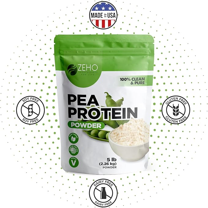 Pea Protein Powder – 5 lb Plant-Based Protein – Isolate Powder for Beverages Snacks Shakes – Clean Unflavored Taste – Diet-Friendly and Easy to Digest – Resealable Pouch