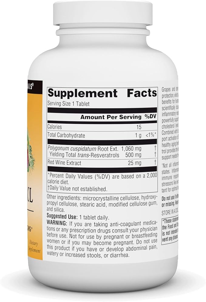Source Naturals Resveratrol 500 Heart Support &amp Healthy Aging* 500 mg - 120 Tablets