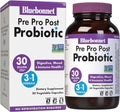 BlueBonnet Nutrition Pre Pro Post Probiotic 30 Billion CFU^ Shelf Stable – for Women &amp Men Digestion Gut Mood Immune* - Free of Dairy Gluten &amp Soy - Non-GMO - 30 Vegetable Capsules 30 Ser