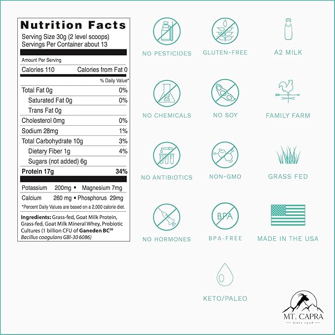 Mt. Capra Clean Whey Protein (Unsweetened) and Clean Whole Protein + Minerals &amp Probiotics
