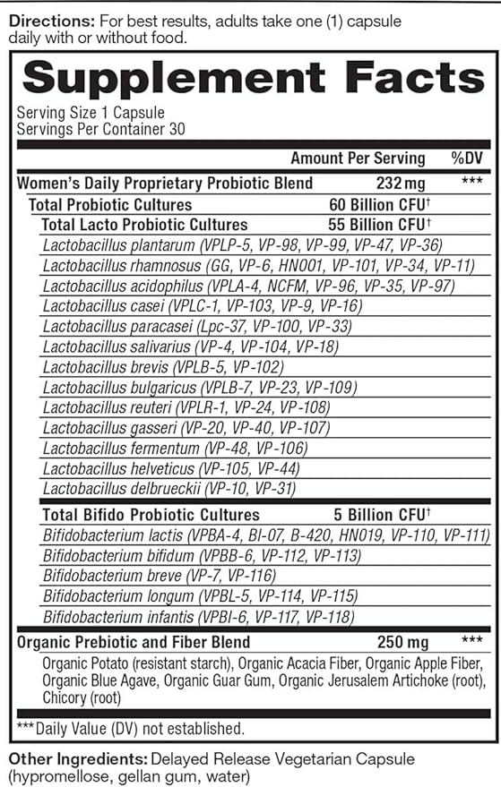 Vital Pro Naturals - Women's Daily Probiotic Plus Prebiotics 30 Capsules