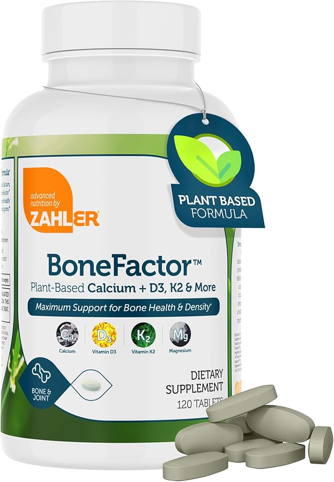Zahler Bonefactor Bone Strength Supplement containing Calcium Vitamin D Vitamin K and Magnesium Certified Kosher 120 Tablets