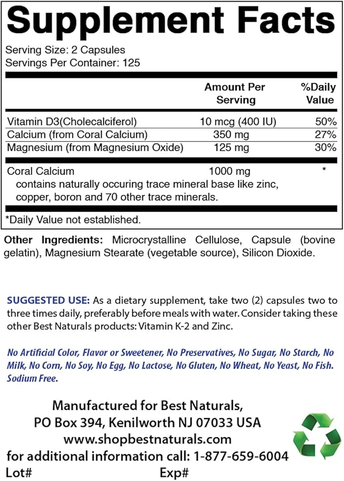 Coral Calcium Plus 1000 mg &amp Zinc Gluconate 50mg