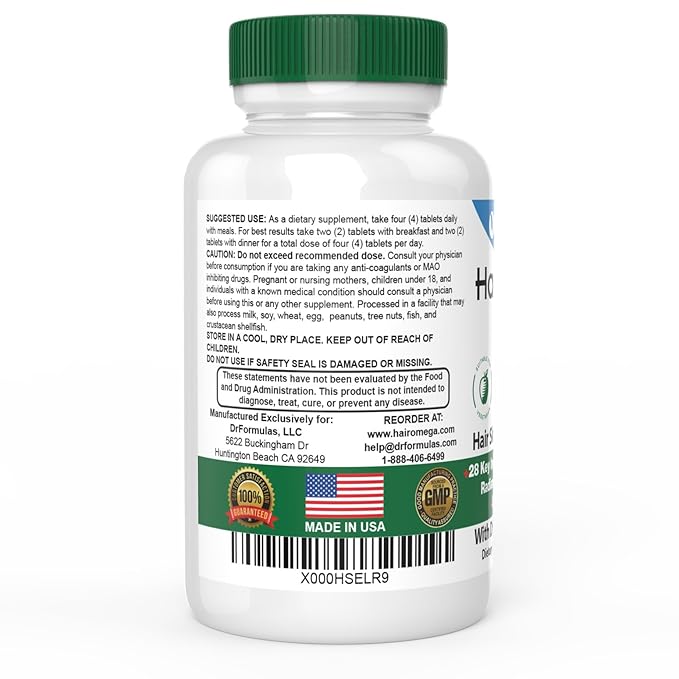 DrFormulas HairOmega 3-in-1 Hair Growth Vitamins with DHT Blocker Biotin for Women &amp Men | Hair Skin and Nails Supplement for Hair Loss 120 Pills