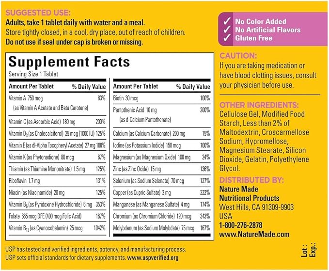 Nature Made Multi for Her 50+ Vitamin &amp Mineral Tabs 90 ct (Pack of 2) (Packaging May Vary)