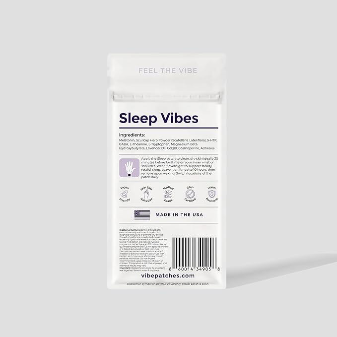 Sleep Patch | Wearable Wellness with Melatonin Magnesium and L-Theanine | Long Lasting Patch for 8-10 Hours | Vegan &amp Latex Free | 4 Patches Per Pack 3 Pack
