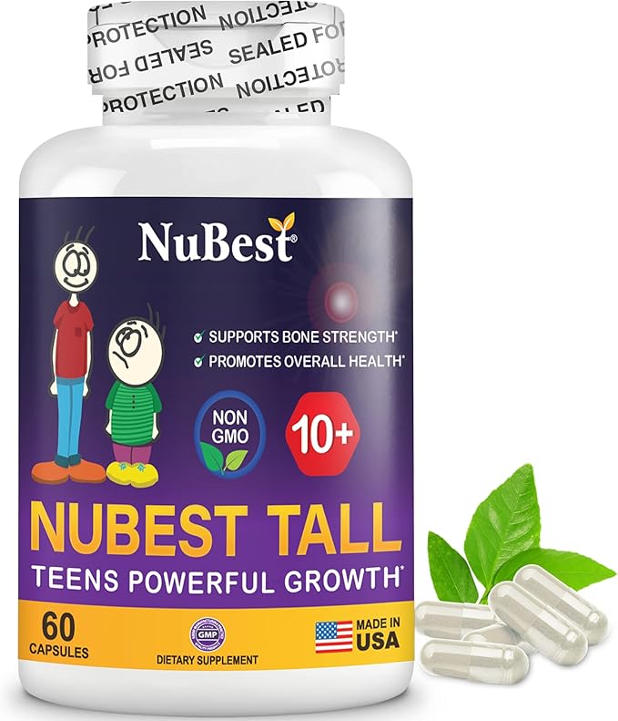 NuBest Tall 10+ Premium Bone Strength Formula Enhanced Immunity and Overall Health for Age 10+ with Calcium Vitamin D3 Vitamin K2 and Multivitamins | Pack 12