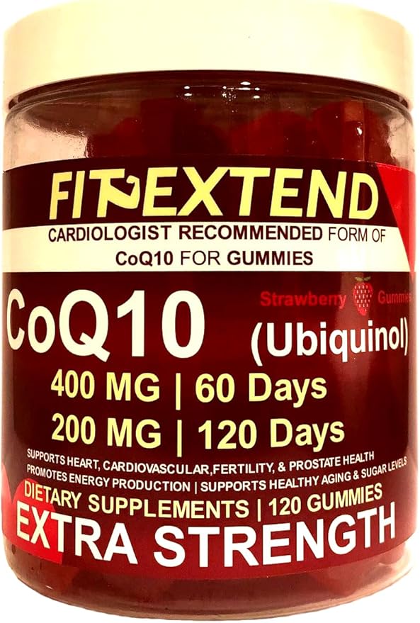 Coq10 Gummies 400 mg 60 Days 120 Count | Ubiquinol Vegan Strawberry Sugar Free Gummies High Absorption Coenzyme Q10 Supplements for Heart Health Anti-Aging Cellular Energy Antioxidant Prostate Unisex