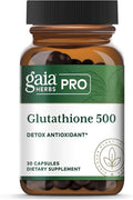 GAIA HERBS PRO Glutathione 500 - Antioxidant Supplement Supports Cellular Health* - Supplement with Glutathione for Men &amp Women - Vegan Gluten-Free Soy-Free - 30 Capsules (30 Servings)