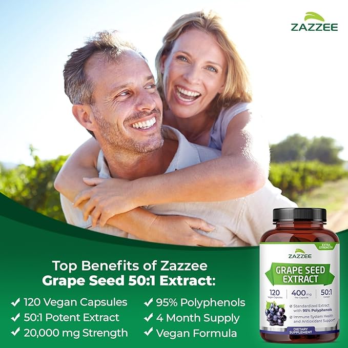 Zazzee Ultimate Anti Aging Antioxidant Bundle | USDA Organic Pomegranate with Polyphenol Rich Blueberry and Super Concentrated Grape Seed Extract Capsules | Non-GMO Vegan &amp ISO Lab Tested