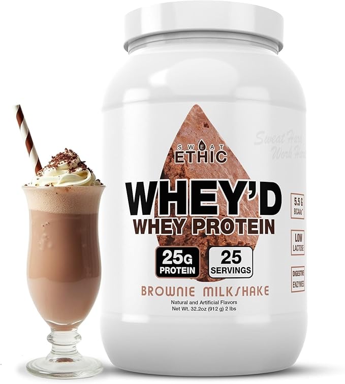 Sweat Ethic Whey'd Protein Powder 25 G Whey Protein Blend with Concentrate (30 Ounce Brownie Milkshake)
