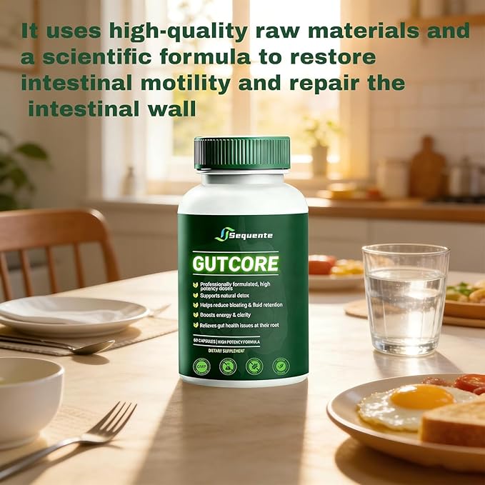 Sequente GutCore Max Strength Gut Drainage Capsules – Fast Bloat Relief &amp Gentle Detox for Clear Skin | Vegan All-NaturalNon-GMO (60 Caps)