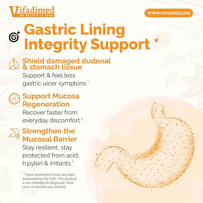 Stomach Plus Stomach Lining Support Gastritis Relief Stomachache Support Gastric Upset ReliefMotility Support with Galangal Dong Quai Cinnamon &amp Magnolia - 45 Capsules
