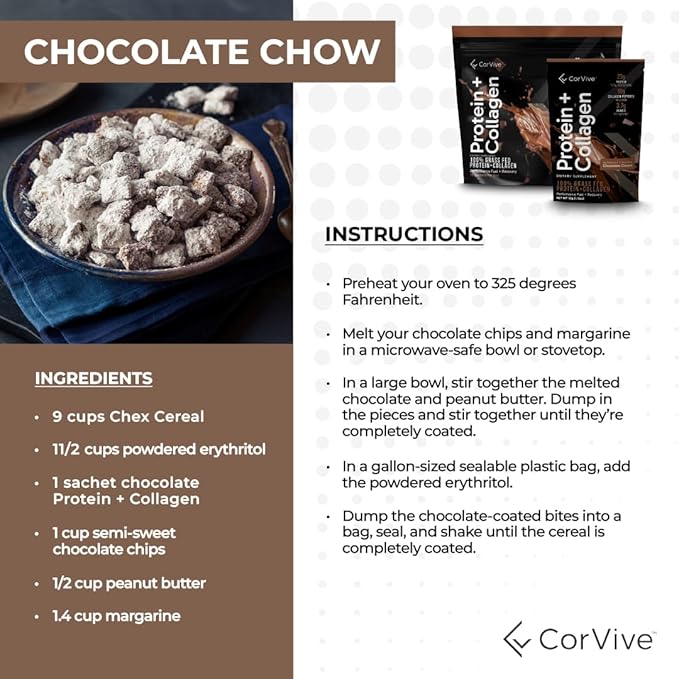 Protein + Collagen Powder | 23g Protein (Grass-Fed Whey + Collagen) | 3.7g BCAAs | Supports Muscle &amp Joint Health | Gluten &amp Soy Free | No Artificial Ingredients | 15 Sachets - Chocolate