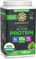 Sunwarrior Organic Plant Based Protein Powder | Vegan Organic Protein Powder with BCAA Amino Acids Plus Recovery Minerals &amp Botanicals | Non-GMO Soy Dairy &amp Gluten Free (Unflavored 20 Serving