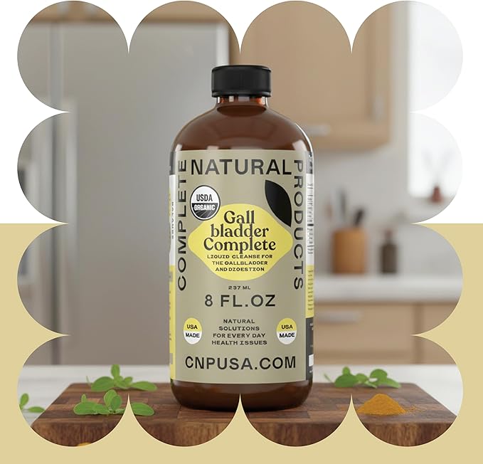 Gallbladder Complete 8oz Organic Liquid Concentrate - Organic Gallbladder Support Formula with Apple Cider Vinegar Digestive Bitters Stone Breaker for Bile Flow Detox - Digestive Cleanse Flush Support