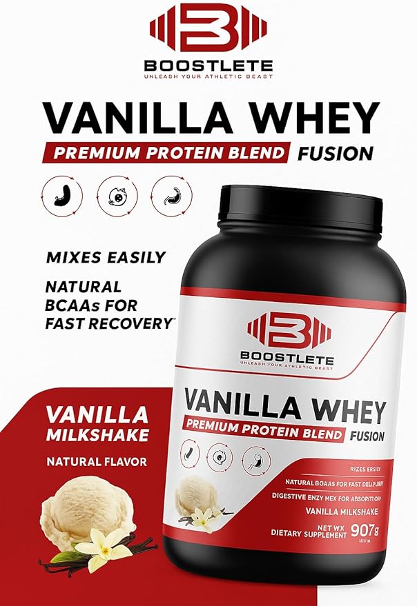 Vanilla Whey Protein Powder – Whey Concentrate &amp Isolate for Muscle Support Energy and Immunity – 1.8 lb Made in USA