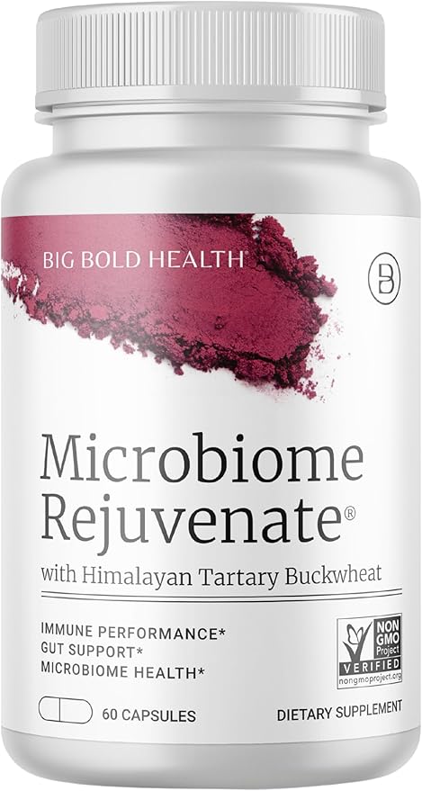 BIG BOLD HEALTH Microbiome Rejuvenate Prebiotic + Probiotic Supplement for Gut Health &amp Immune Support - with Himalayan Tartary Buckwheat - Gluten-Free (60 Count)