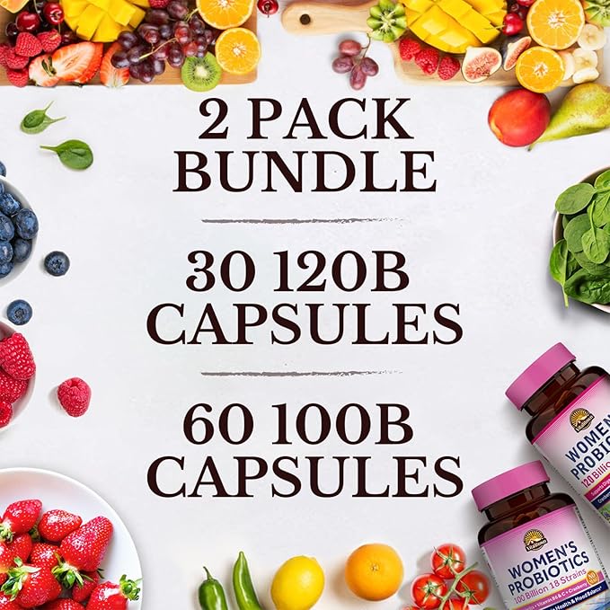Vitalitown Probiotic Bundle (Pack of 2) | Women’s Probiotics 120 Billion (Item 1) &amp Women’s Probiotics 100 Billion (Item 2) | 30 Capsules &amp 60 Capsules