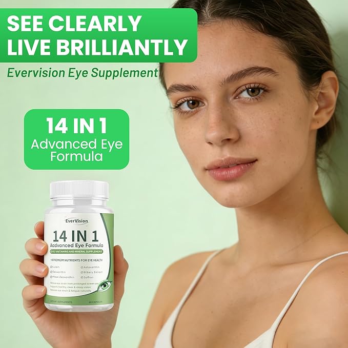14 in 1 Advanced Eye Formula Eye Supplement with Lutein Zeaxanthin Vision &amp Focus Suitable for Adults and Seniors Support 60 Capsules (1)