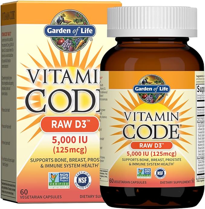 Garden of Life Organics Men's Multi 40+ 120 Tablets &amp Raw D3 5000 IU 60 Capsules Bundle