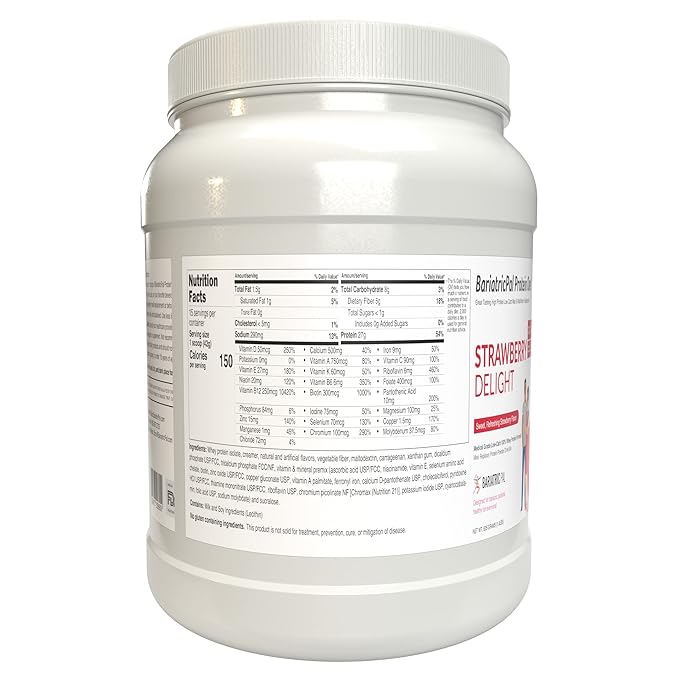 Protein ONE Complete Meal Replacement with Multivitamin Calcium &amp Iron by BariatricPal - Strawberry Delight (15 Serving Tub)