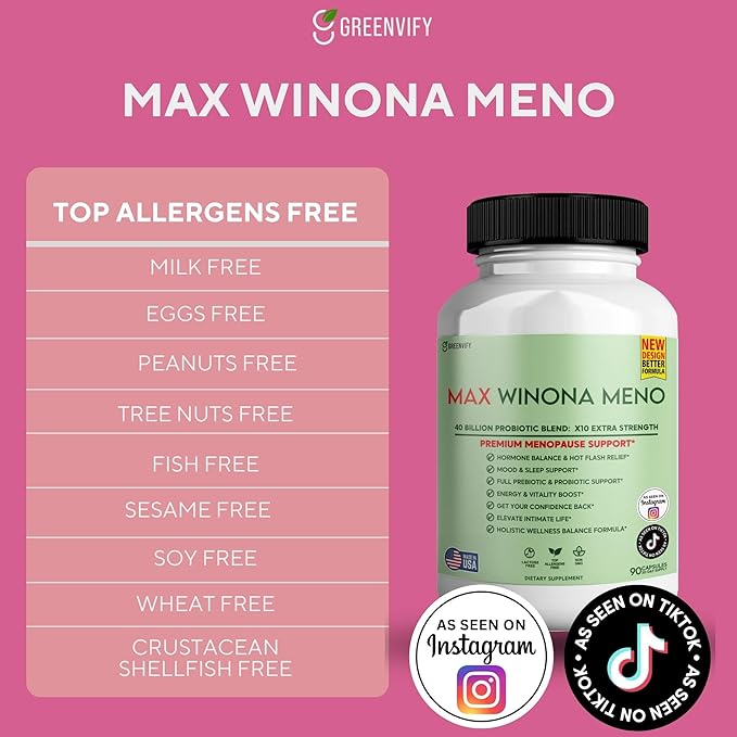 Winona Max Premium Menopause Support 40 Billion CFU Probiotic 90 Capsules Hormone Balance and Hot Flash Relief (2)