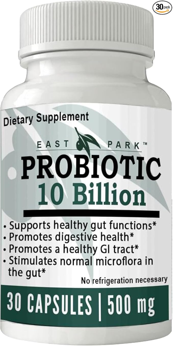 East Park Research d-Lenolate Probiotic Supplement | Probiotic 10 Billion CFUs Supports Gut &amp Digestive Health | Dietary Supplement Probiotics for Women and Men (500mg) 30 Capsules