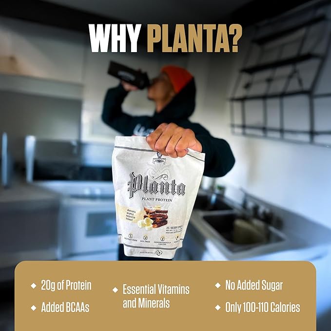 Ambrosia Plant Protein Powder 20g | Vegan Pea Protein Powder with BCAA Amino Acids | Dairy Free Keto-Friendly No Added Sugar | 25 Servings | Banana Maple