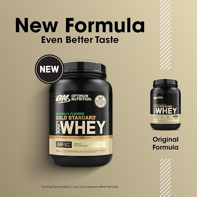 Optimum Nutrition Gold Standard 100% Whey Naturally Flavored Protein Powder Vanilla 1.9 Pound (Packaging May Vary)