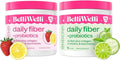 Belli Welli Daily Fiber Supplement Duo - Strawberry Lemonade &amp Cucumber Lime Mint - with Collagen Probiotics &amp Electrolytes - Refreshing Flavors for Balanced Wellness - 32 Total Servings