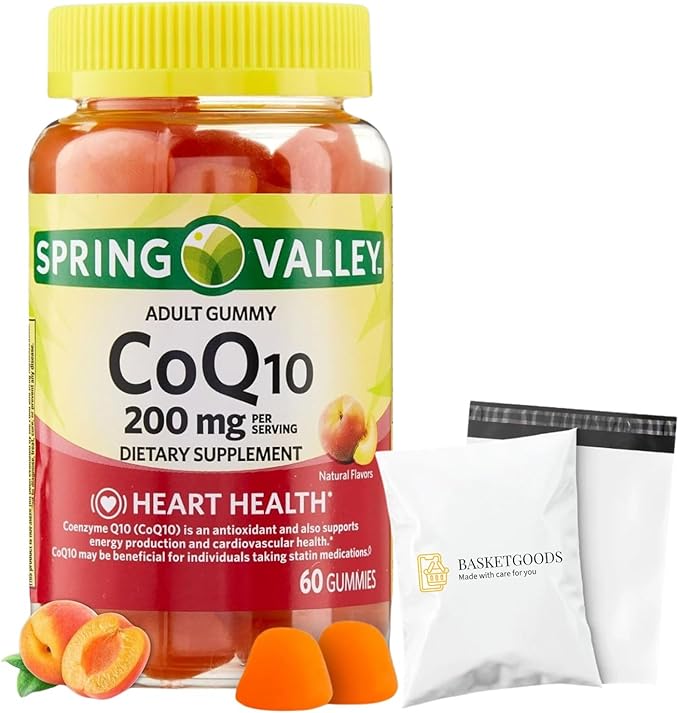Spring Valley Coq10 200mg Gummies- Coenzyme Supplement for Adults 60 ct (Pack of 1) Set by Basket Goods