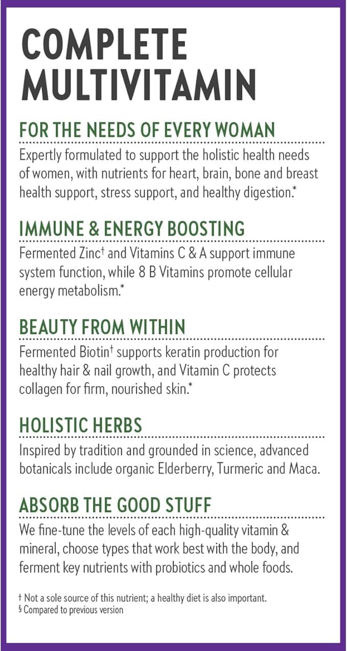 New Chapter Women’s Multivitamin Iron B6 B12 Biotin for Hair Growth D3 Vit C Zinc for Immune &amp Stress Support Gentle on an Empty Stomach One Daily Non-GMO Gluten-Free 18+ 72 Tablets