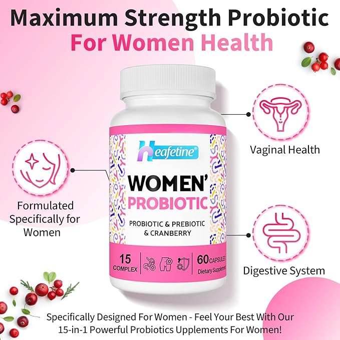 Vaginal Probiotics for Women 300 Billion CFUs Probiotics for Women 15-in-1 Womens Probiotic &amp Prebiotics for Vaginal Urinary Tract PH Balance Immune Digestive &amp Gut Bloating Health 60