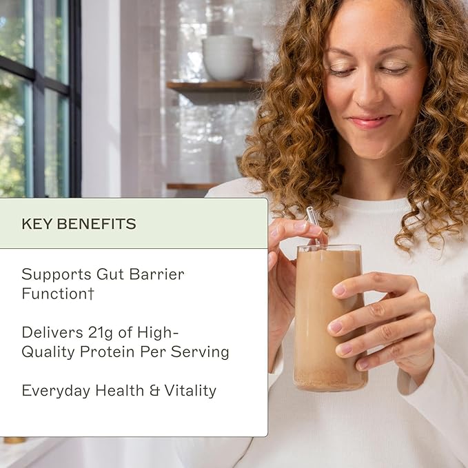 Amy Myers MD Paleo Protein Powder - Mocha Latte 20 Servings - Collagen-Based Gut Function Support - Gluten-Free &amp Non-Dairy Protein Supplement