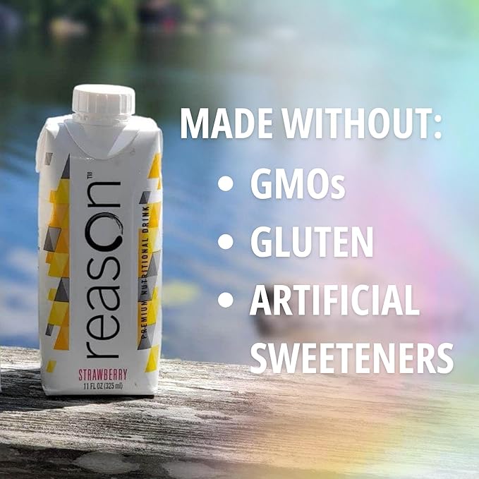Reason Premium High Calorie Protein Drink - Free of Soy Gluten GMO Artificial Flavors and Sweeteners - NSF Certified - Lactose-Friendly Great for Tube-Feeding - Chocolate 11 oz