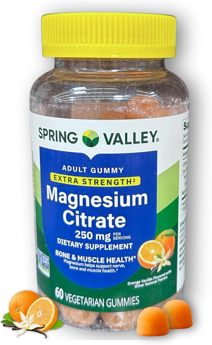 Magnesium Citrate Gummies 250mg- Bone and Muscle Wellness 60 Ct (Pack of 1) Boxed by Fusion Shop Store