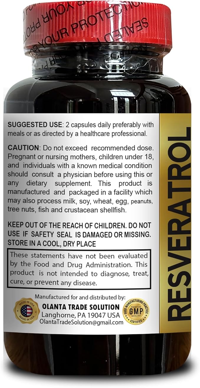 Trans Resveratrol 500mg – Energy and Metabolism Support - Superfood antioxidants – Antioxidant Supplements - Energy Support Capsules – 2 Bottles 120 Capsules