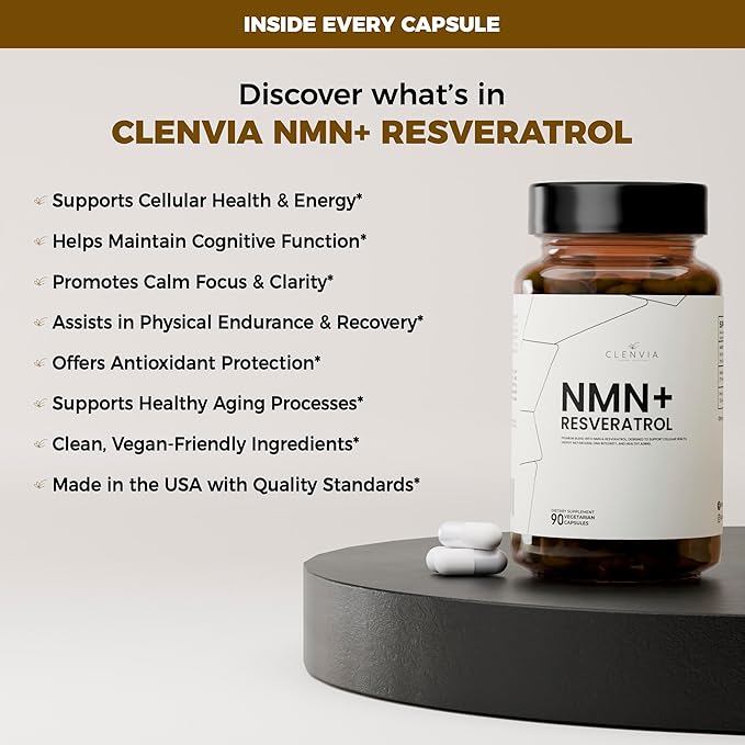 Premium NMN Supplement with Resveratrol – High Potency NAD+ Support Formula – &gt99.7% Purity – Third-Party Tested – Made in USA – 500mg Nicotinamide + 100mg Resveratrol – 90 Capsules