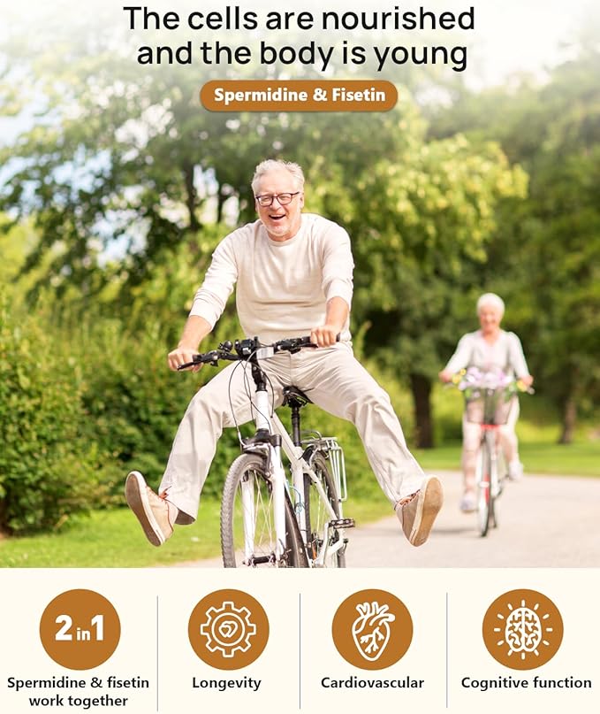 Probiotics &amp Spermidine Supplement - 100B CFU 27 Strains 20mg Spermidine 300mg Fisetin for Gut Health Cell Renewal &amp Longevity