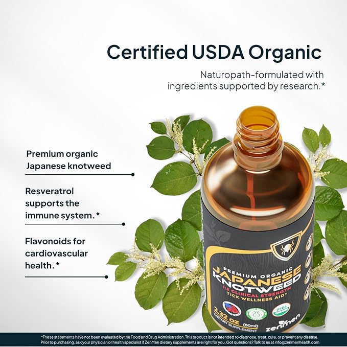 Zenmen Japanese Knotweed Premium Resveratrol USDA 3rd Party Tested Tincture 60ml/2.32 Oz - 1:3 Clinical Strength Ratio - Tick Wellness Aid and Immune Support Supplement - Made in The USA