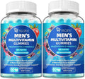 2-Pack Multivitamin for Men Mens Multivitamins Gummies w/Omega-3 Probiotics Inositol Folate Male Support Blend Vitamins A C D E B - Support Heart Brain Muscle Energy Sugar-Free