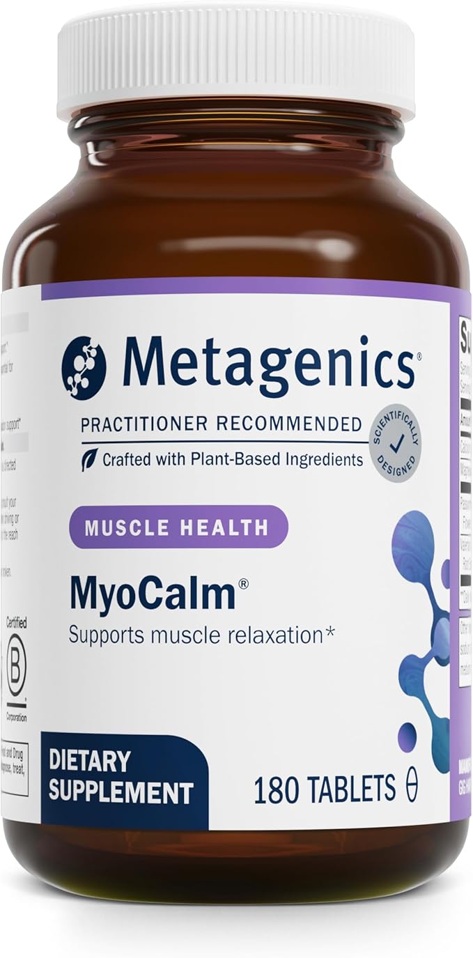 Metagenics MyoCalm - Calcium &amp Magnesium Supplement for Muscle Relaxation* - with Passionflower &amp Valerian Root for Enhanced Absorption - Non-GMO Gluten-Free &amp Vegetarian - 180 Tablets