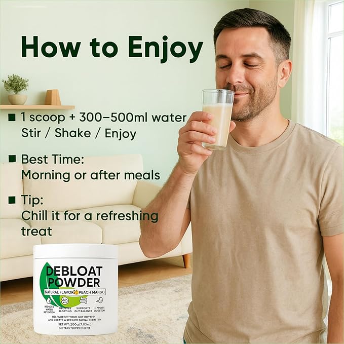 Debloat Powder Daily Digestion &amp Debloating Support Gut Balance &amp Water Retention Relief for Men &amp Women Peach Mango Flavor 200g / 7.05oz