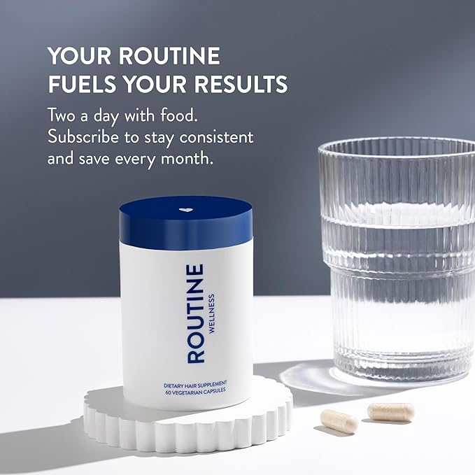 Routine Wellness Hair Growth Supplement – CLINICALLY Tested Thicker Fuller-Looking Hair Support with Biotin &amp Key Nutrients Vegetarian &amp Gluten-Free Vitamins - 3 Bottles 90 Day Supply