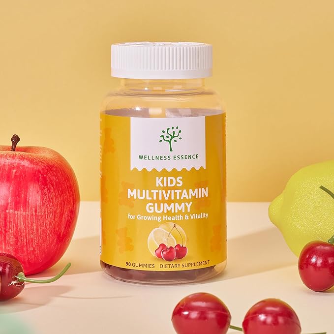 Kids Multivitamin Gummy - for Growing Health &amp Vitality | 2 Pack (180 Gummies Total) | Lemon Orange Cherry Flavors | Packed with Pantothenic Acid Folic Acid Zinc Iodine &amp Biotin